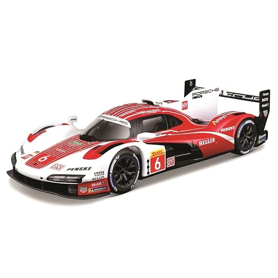 Bburago 963 #6 - Porsche Penske 1:24 ölçekli araba, Kırmızı ve Beyaz ayrıntılı kopya, Kapılar açılır, Porsche resmi lisansı, Tavsiye edilen yaş 3+ yaş