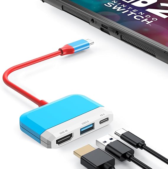 Switch Dock for Nintendo Switch 2/Switch/OLED, 3-in-1 Portable TV Dock with 4K@60Hz HDMI USB 3.0 Port USB C PD 100W Charging,Mini Travel Dock Replacement for Switch Docking Station.