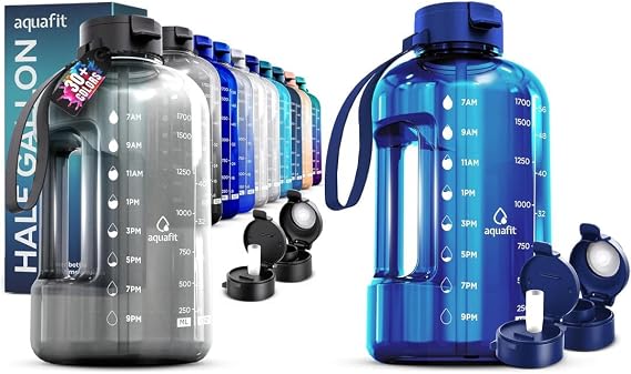 AQUAFIT 2 Pack - 2 x 64 oz Water Bottles with Time Markers