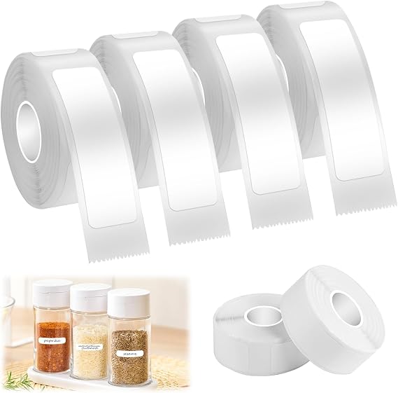 4 Rolls Thermal Printer Labels, 40 x 12mm Label Maker Tape for Office