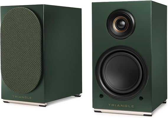 Triangle - AIO TWIN Active Speakers - Wi-Fi & Bluetooth Bookshelf Speakers with 2x50W Amplifier - HD Audio - PHONO/Platinum Inputs + Optical TV - 165 x 304 x 235 mm - English Green (Pair)