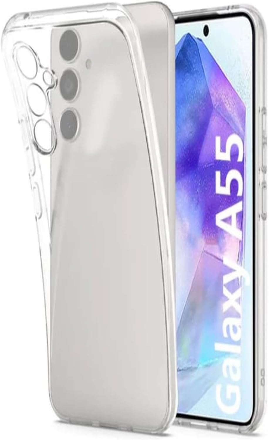 KZY Contact Super Silicone Transparent Case with Cover Camera Protection Compatible with Samsung Galaxy A55