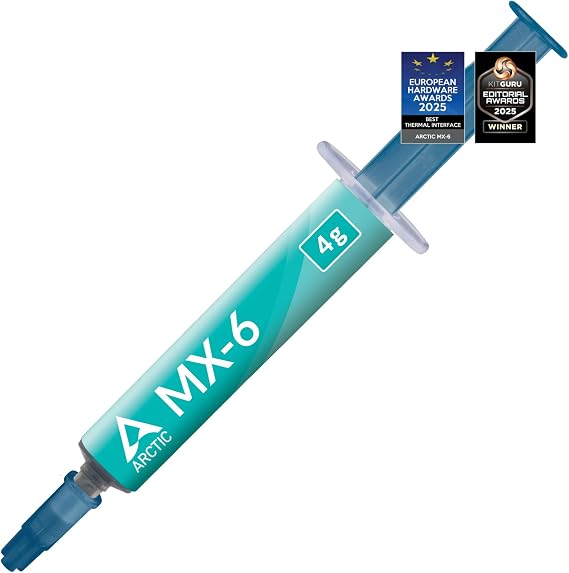 ARCTIC MX-6 (4 g) - Ultimate Performance Thermal Paste for CPU, Consoles, Graphics Cards, laptops, Very high Thermal Conductivity, Long Durability, Non-Conductive