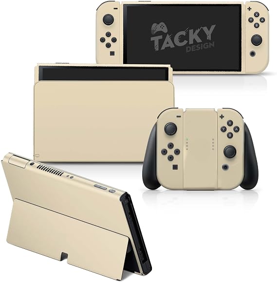 Tacky Design Classic Solid Color Skin Compatible with Nintendo Switch OLED Skin Wrap Cover, Simple Color Skin for Nintendo Switch OLED Stickers, Premium Vinyl 3M Full Wrap Decal (Brown)