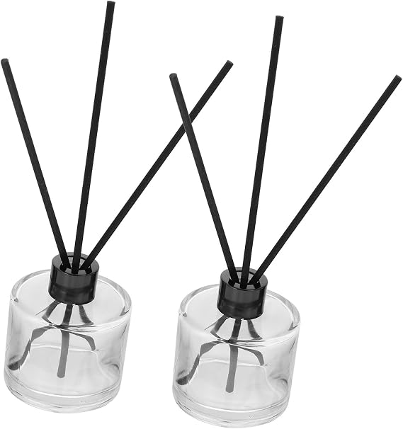 ULTECHNOVO Thickened Glass Aromatherapy Bottles with Black Diffuser Sticks Refillable Clear Square Essential Oil Bottles for Home Office Spa Meditation and Bedroom Fragrance