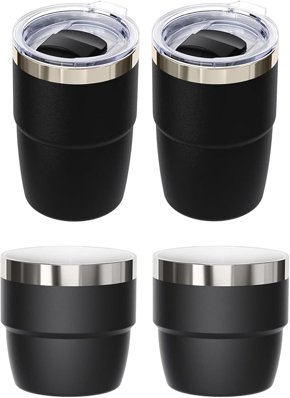 2 Pack 8 oz Espresso Cups with 2 Pack 4 oz Espresso Cups
