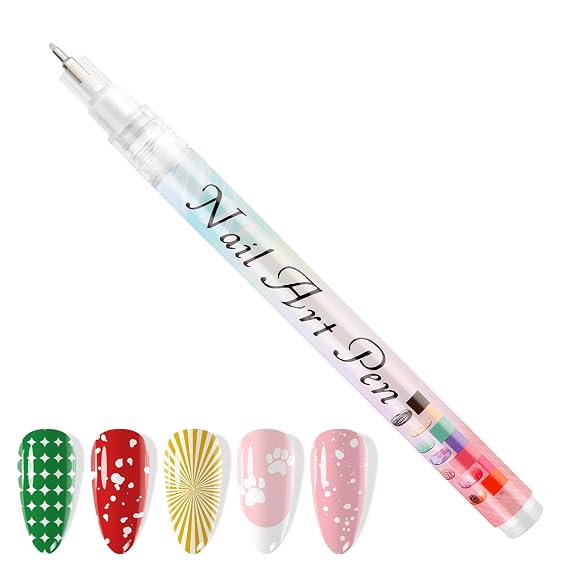 1 PCS White Nail Art Polish Pens Kalolary 0.5mm Nail Art Markers | Nail Point Graffiti Dotting Pen Drawing Painting Liner Brush for DIY Nail Art Beauty Adorn Manicure Tools