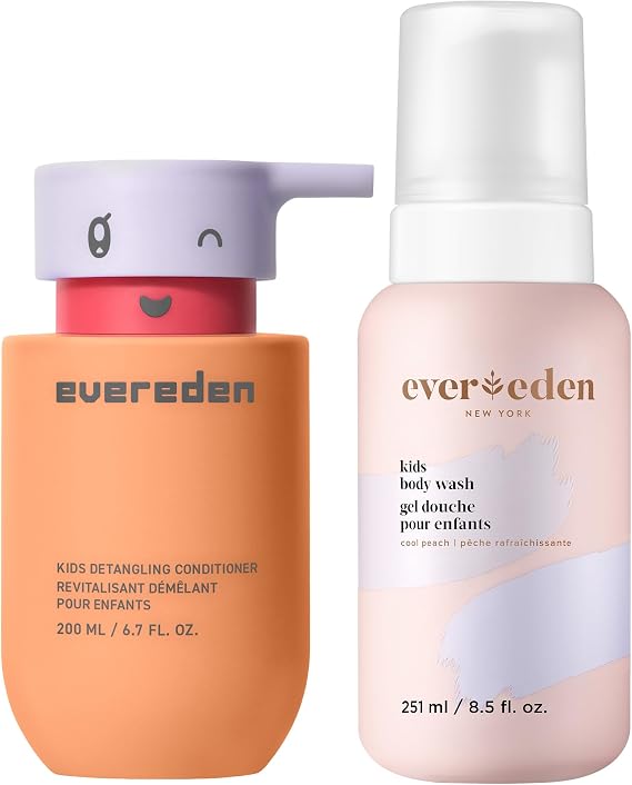 Evereden Kids Conditioner Detangler & Body Wash: Cool Peach | Made With Clean and Non-toxic Ingredients | Gentle Skin Care for Kids