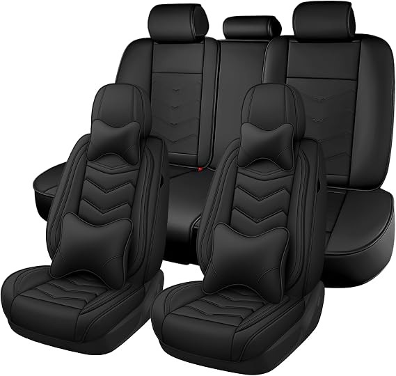 Car Seat Cover for Lincoln MKT 2010-2019, Seat Covers Full Set,Non-Slip Waterproof seat Cover,Wear-Resistant Nappa Leather car seat Covers. (Luxury 5 Seats/Pure Black)