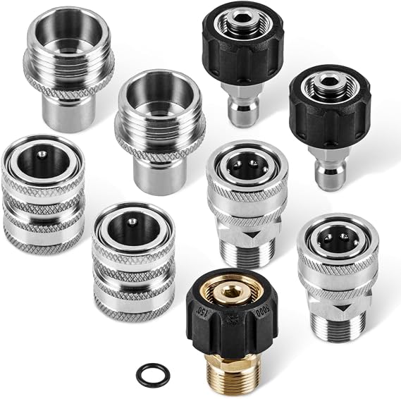 WOJET Pressure Washer Quick Connect Kit & 15mm to 14mm Pressure Washer Adapter