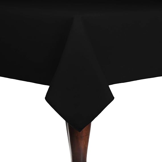 Ultimate Textile 72 x 108-Inch Rectangular Cotton-Feel Tablecloth, Black