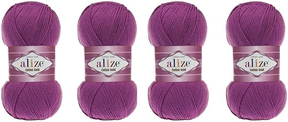4 Skeins 55% Cotton 45% Acrylic Yarn Alize Cotton Gold Thread Crochet Hand Knitting Art Lot of 400 gr 1444 yds (122)