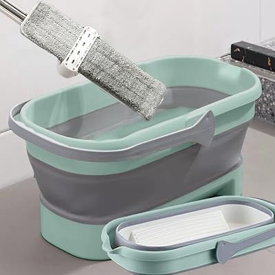 Large Collapsible Mop Bucket 4.2 Gallon16l with Handle for House Cleaning, Space Saving Outdoor Multiuse Foldable Cleaning Bucket, Water Bucket, Plastic Bucket for Camping, Fishing, Rv Green