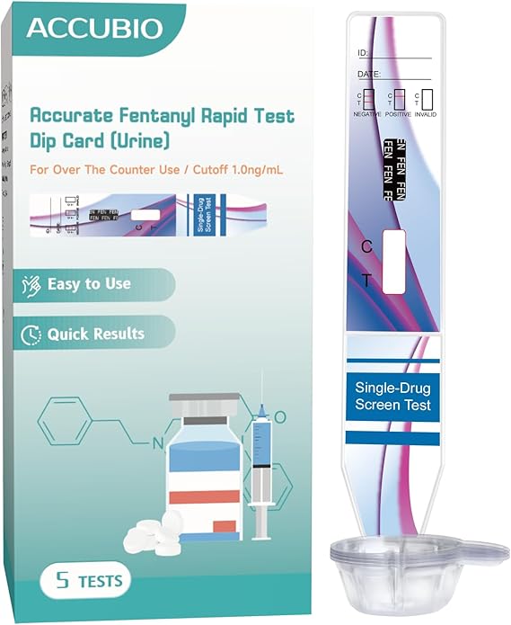 Accurate Fentanyl Single Panel Urine Dip Card, Individually Wrapped, FTY Home Drug Test, Rapid Test Results in 5 Minutes, Highly Sensitive Fentanyl Drug Test kit, 1ng/mL, 5Pack