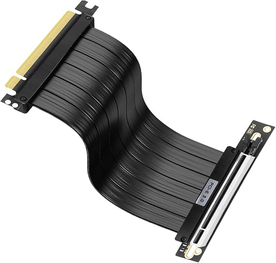 PCIe 3.0 Riser Cable 200mm to RTX 3080/3070/RX 6700 XT Compatible 90¡ã Right Angle Flexible GPU Extension Cable, Vertical Mount Gaming Graphics Card Extender with EMI Shield