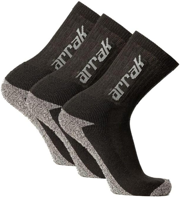 ARRAK OUTDOOR Work Socks, Classic Durable All-round Sock, Comfort, Flexibility, Breathability, Warm & Cozy Socks, 3-Pack