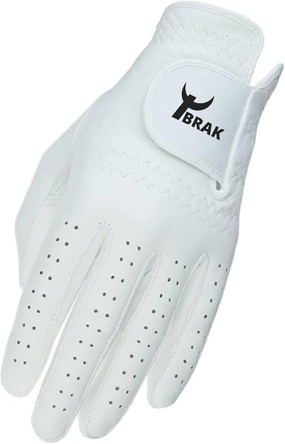 Golf Gloves for Men Left Hand 100% Cabretta Leather | Professional White Leather Golf Glove for Right Handed Players, Durable Practice & Training Fit