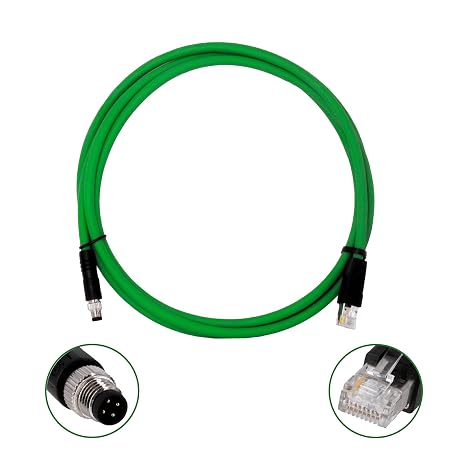 2m/6.5ft M8 4P Male to RJ45 Cat5 Industrial Ethernet Cable, Waterproof, Flexible, IP67 Rated, Suitable for Industrial Sensors, Actuators, Encoders, Motors, Cameras, Equipment