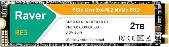 SSD 2TB Internal PCIe Gen3x4 M.2 NVMe 2280 3300MB/s 3D NAND Raver RE3 Domestic Genuine Item Manufacturer