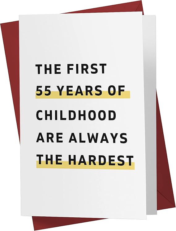 Karto Funny 55th Birthday Card for Men Women - Childhood | Large 5.5x8.5 in, with Envelope