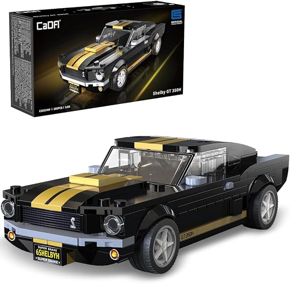 CaDA C55034W Shelby GT 350H Mustang Black Supercar Building Block Model, 285 Pieces, 1:24 Scale, Adult Collectible Toy