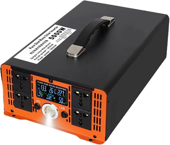 2500W Pure Sine Wave Power Inverter with Peak 5000W,12V 24V 48V 60V 72V to 120V 240V AC Converter,4 AC Outlets, for RV, Home,Solar Off-Grid,48V to 230V [Energy Class A]