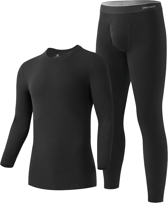 DAVID ARCHY Men's Heavyweight Thermal Underwear Set, Double-Brushed Base Layer for Cold Weather (2045F)