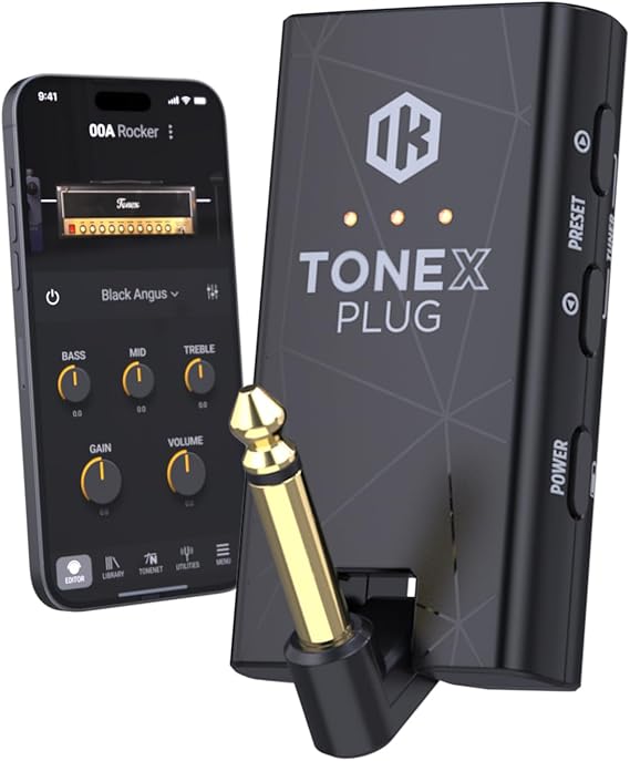 IK Multimedia TONEX Plug with Pouch: Portable AI-Powered Guitar & Bass Headphone Amplifier | 40,000+ AI Tone Models, USB-C Audio Interface, Bluetooth & FX for Secure Travel