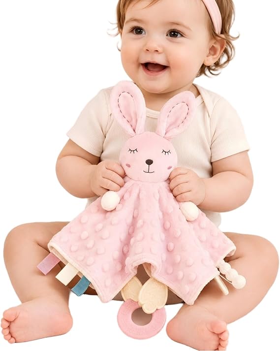 ZIGJOY Baby Comforter with Tags Bunny Security Blanket for Newborn Gift