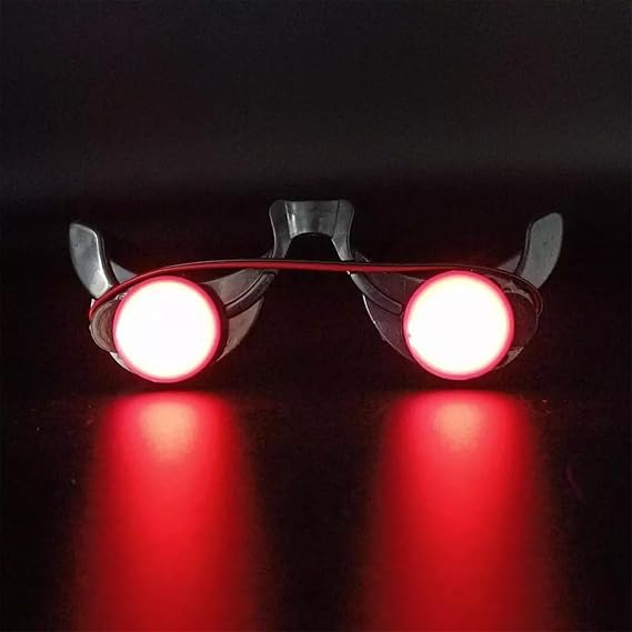 BXT Glowing Red Eyes Glasses Halloween Party LED Light Up Glasses Grim Reaper Devil Dark Death Cosplay Costume Accessories