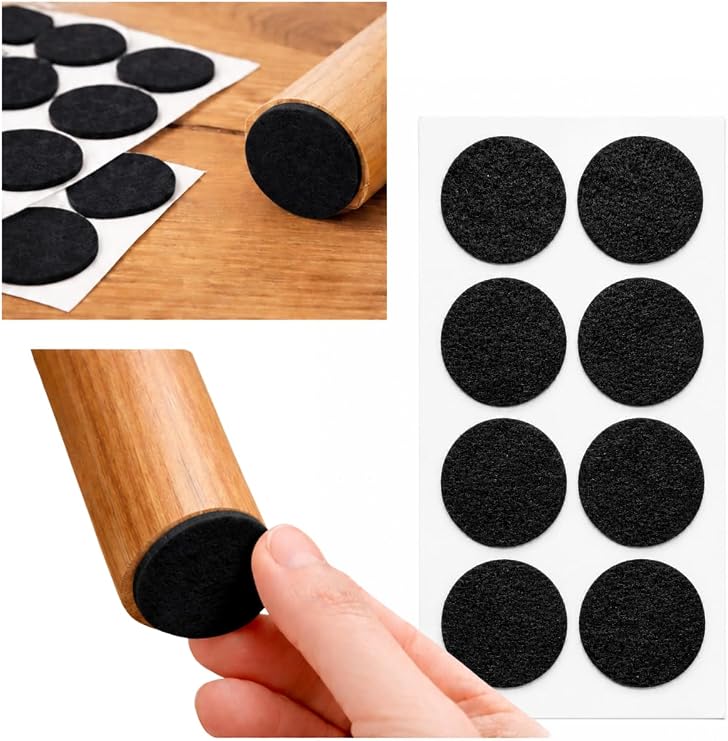 Yapışkanlı Keçe Ped, Siyah, Yuvarlak, Sandalye Koltuk Ayağı için, Zemin Koruma, Gürültü Önleme (50mm)
