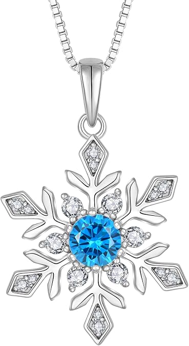 Snowflake Necklaces for Women 925 Silver Winter Frozen Necklace