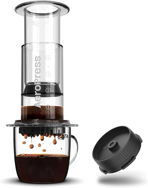 AeroPress Clear Coffee Maker & Flow Control Filter Cap Bundle