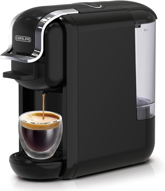Coffee Maker Fully Automatic Coffee Maker Multi-Capsule Coffee Maker, Fully Automatic Home Small Size Italian Portable Integrated Fully Compatible Versatile Capsule Machine Hot or Cold Coffee Maker, Milk, Pod Ground Coffee, Cafeteria, Black