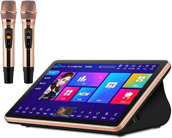 Smart Touch Screen Karaoke Machine with Wireless Microphone and Cloud Song Updates for Home Entertainment
