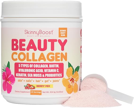 Beauty Collagen Powder-5 Types of Hydrolyzed Collagen, Sea Moss, Biotin