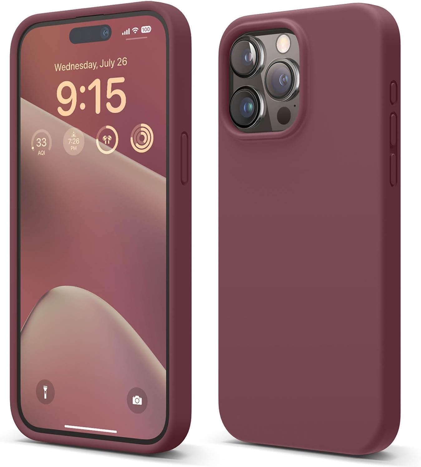 iPhone 15 Pro Max ile Uyumlu İçi Kadife Dışı Mat Yapıya Sahip Koruma Sağlayan Lansman Silikon Kılıf (Bordo)