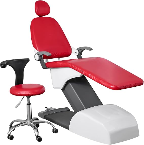 AVFORA Dental Unit Cover Cloth Dentist Chair Protector Sleeves, 4pcs/Set Protective Full Dental Chair Cover, PU Dental Unit Cloth Chair Cover, Composite Film Waterproof Material Washable. (Red)