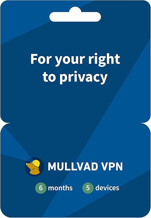 Mullvad VPN - 6 Months for 5 Devices - No-Log VPN for Internet Freedom