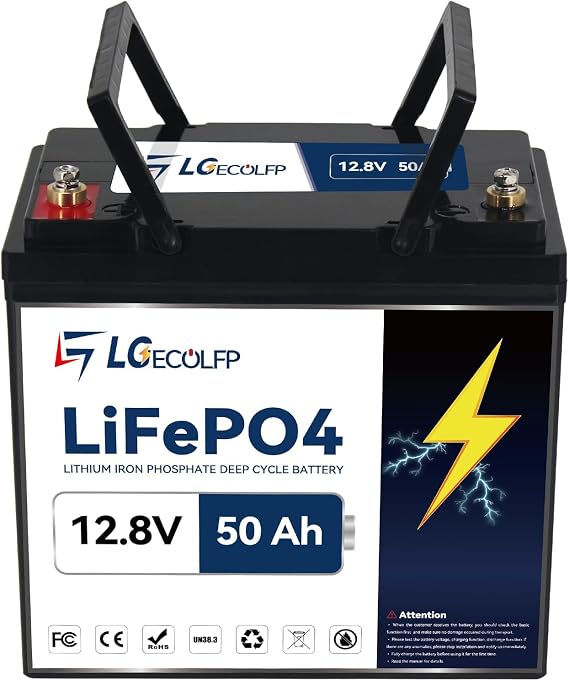 12 V 50 Ah Li Fe PO4 Lithium Battery,12 V 50 Ah Lithium Battery with 50A BMS 5000+ Deep Cycle Marine Batteries 12V, Perfect for Boat Motor, Travel Trailer, Marine, Solar, Lighting.etc