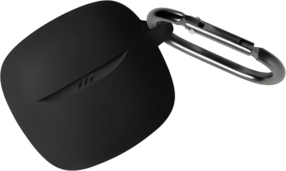 Geiomoo Silicone Case for JBL Tune Flex 2, Soft Flexible Scratch Resistant Protective Cover with Carabiner (Black)