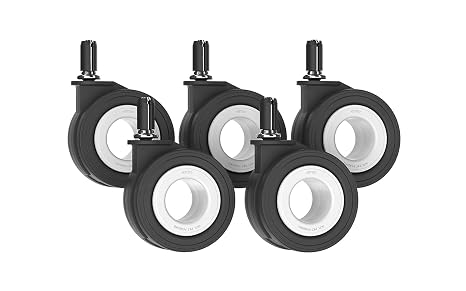 Enso Motion Hubless Office Chair Wheels, 5 Pack, 70mm 750lb, Mu Grey
