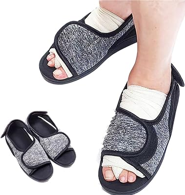 Womens Mens Open Toe Diabetic Shoes,Extra Wide Width Arthritis Edema Shoes for Swollen Feet,Adjustable Walking Shoes for Seniors Foot Pain Relief,Indoor Outdoor Sandals Unisex Large Size