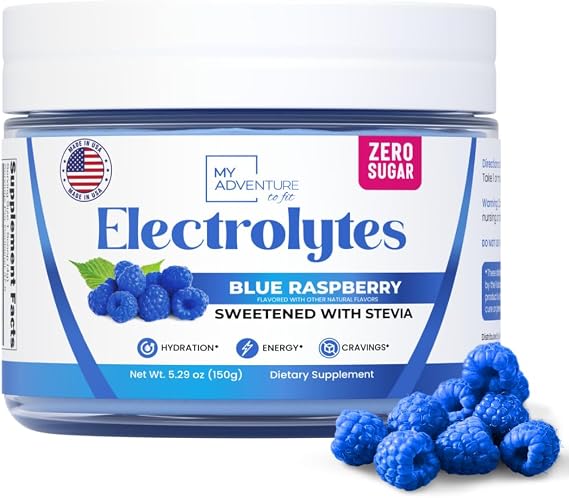 Electrolytes Powder Blue Raspberry Sugar Free Hydration Drink Mix 37 Svgs