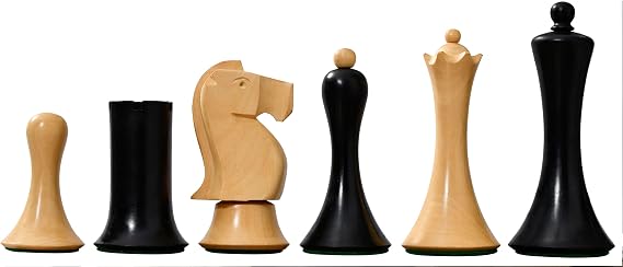 Minimalist Soviet-Style Chess Pieces Handcrafted Ebonized & Boxwood | 3.7 King | Modern Staunton Design for Players & Collectors
