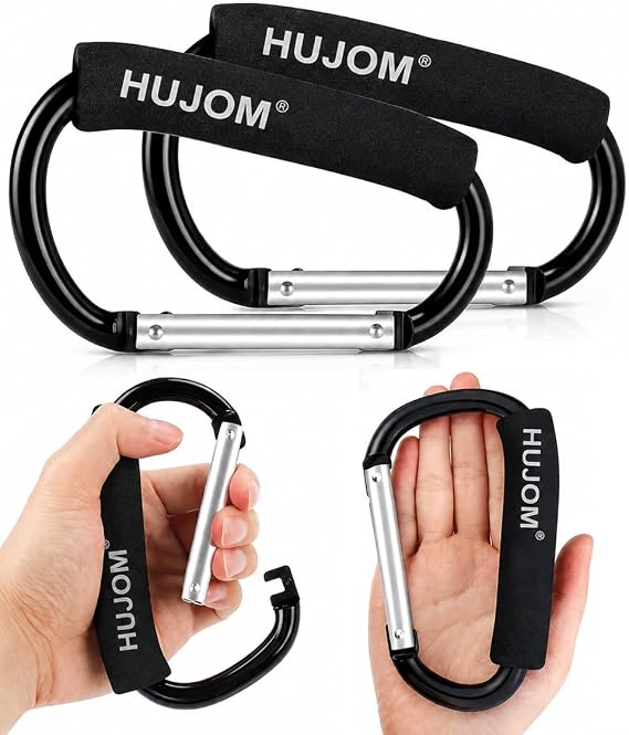 Stroller Hooks 2 Pack Heavy Duty Large Carabiner Clips for Bags & Baby Gear