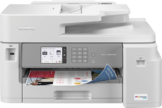Brother MFC-J5855DW INKvestment Tank Color Inkjet All-in-One Printer with up to 1 Year of Ink in-box1 and to 11 x 17 Printing Capabilities, White