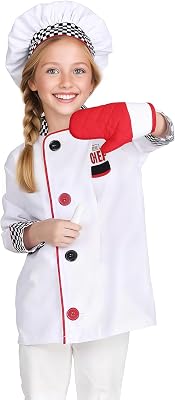 Kids Chef Costume Boys Role Play Costume Pretend Play Chef Costume for Boys and Girls 3-8T