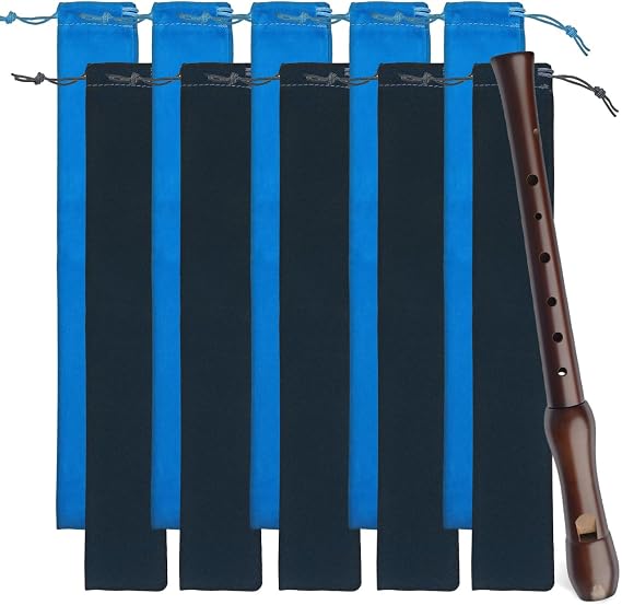 SUPVOX 10 Pcs Flute Storage Bags Drawstring Recorder Pouch for Soprano Recorder Harmonica Drumsticks Soft Lined Sleeve 14.56 X 2.36 X 0.11 in for Music Instrument