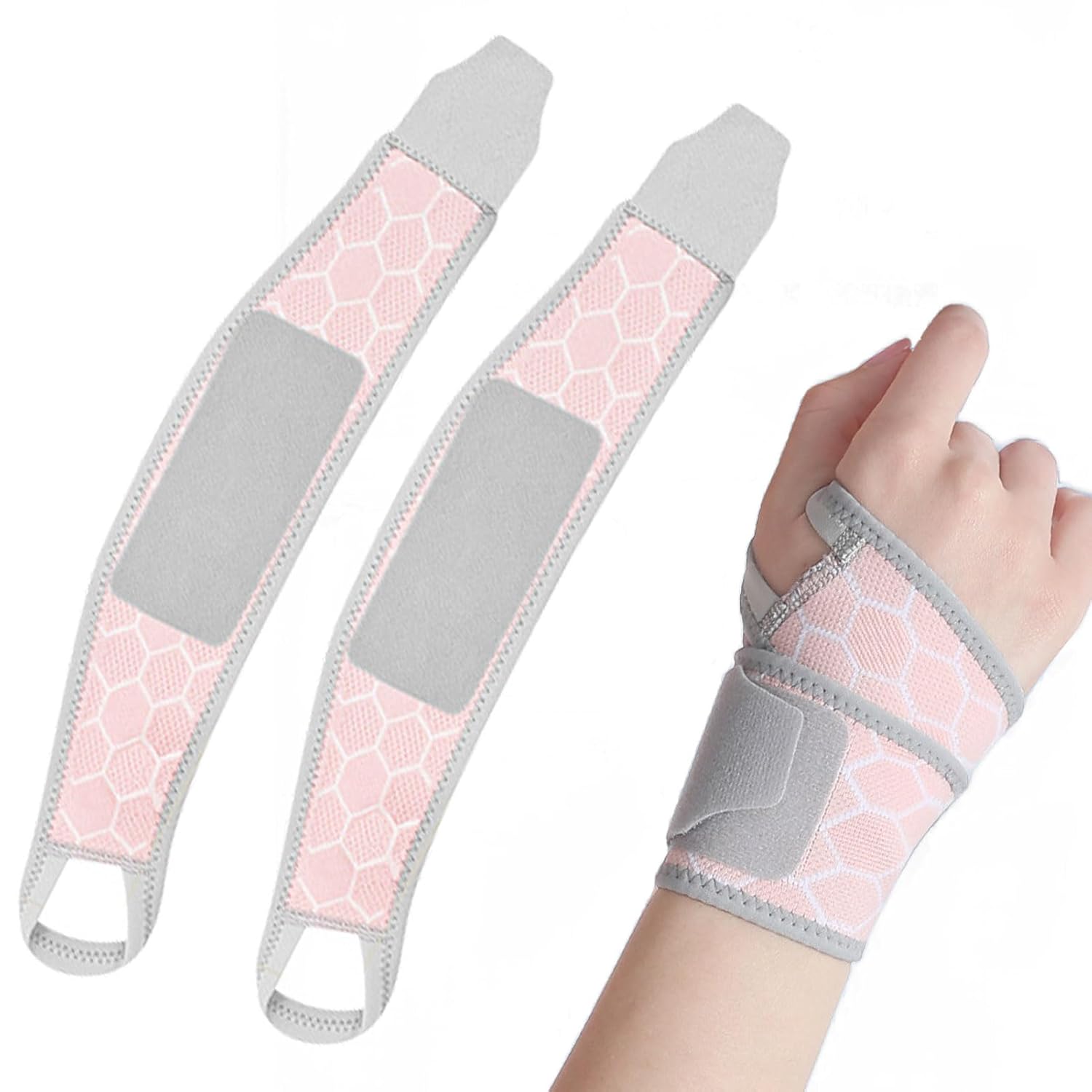 Eophmi Wrist Supports, 1pair Mesh Women Kids Wrist Support, Adjustable Size Carpal Tunnel Wrists Splint/Brace, Right Left Wrists Splint for Fitness and Carpal Tunnel Arthritis (Pink)